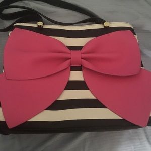 Betsey Johnson striped bow purse
